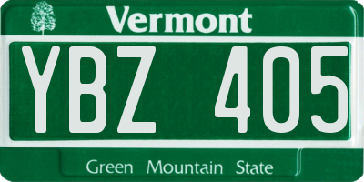 VT license plate YBZ405