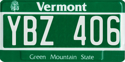 VT license plate YBZ406