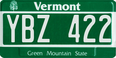VT license plate YBZ422