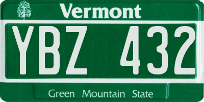 VT license plate YBZ432