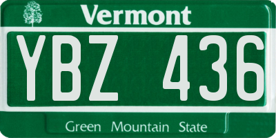 VT license plate YBZ436
