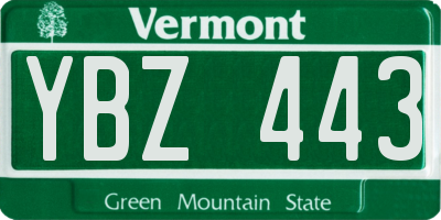 VT license plate YBZ443