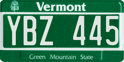VT license plate YBZ445