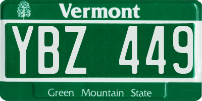 VT license plate YBZ449
