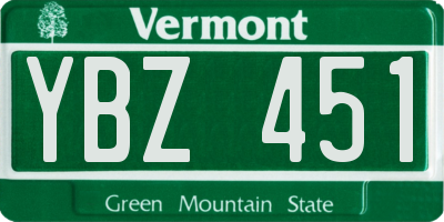 VT license plate YBZ451