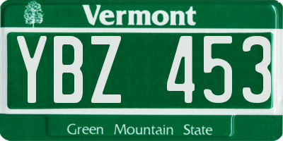 VT license plate YBZ453