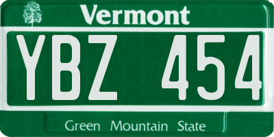 VT license plate YBZ454