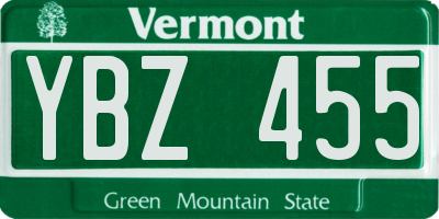 VT license plate YBZ455