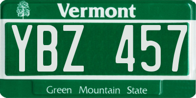 VT license plate YBZ457