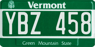 VT license plate YBZ458