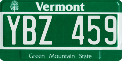 VT license plate YBZ459