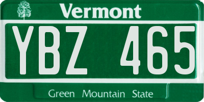 VT license plate YBZ465