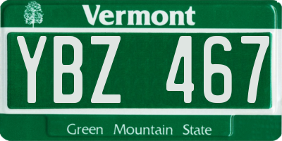 VT license plate YBZ467