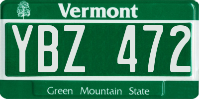 VT license plate YBZ472
