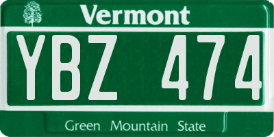 VT license plate YBZ474
