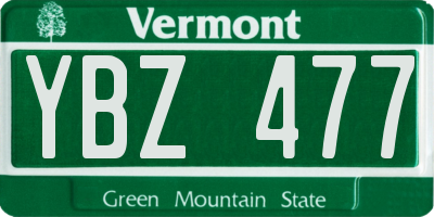 VT license plate YBZ477