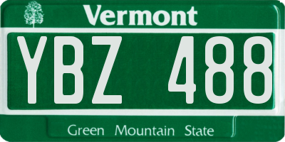 VT license plate YBZ488
