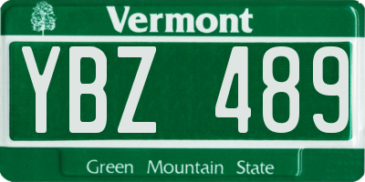 VT license plate YBZ489