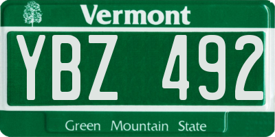 VT license plate YBZ492