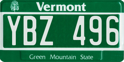 VT license plate YBZ496