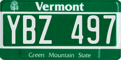 VT license plate YBZ497