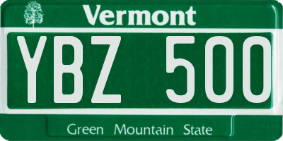 VT license plate YBZ500
