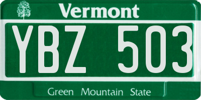 VT license plate YBZ503