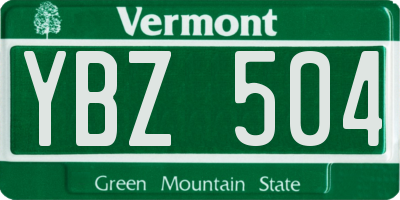 VT license plate YBZ504