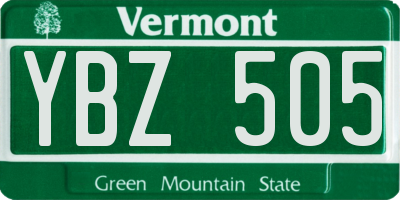 VT license plate YBZ505