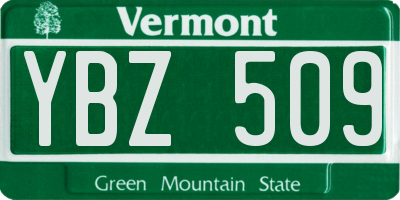 VT license plate YBZ509