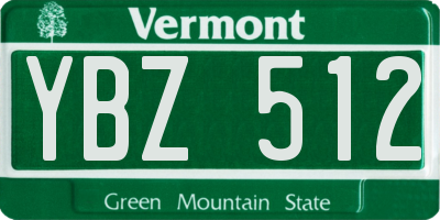 VT license plate YBZ512
