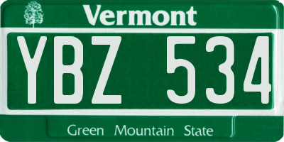 VT license plate YBZ534
