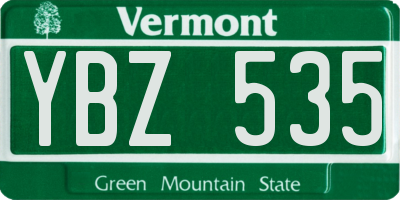 VT license plate YBZ535