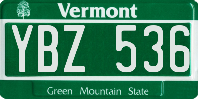 VT license plate YBZ536