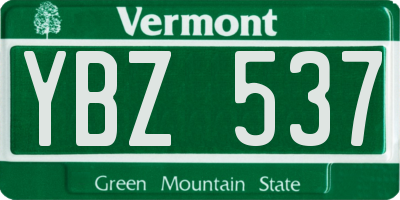 VT license plate YBZ537