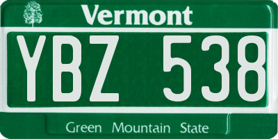 VT license plate YBZ538