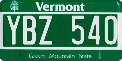 VT license plate YBZ540