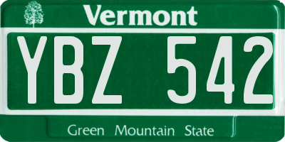 VT license plate YBZ542