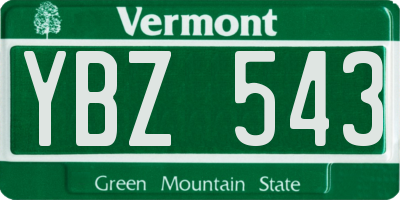 VT license plate YBZ543