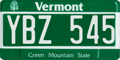 VT license plate YBZ545