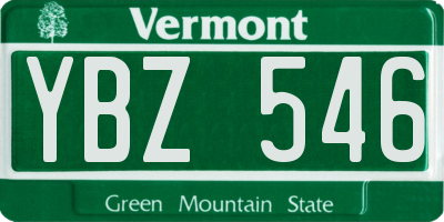 VT license plate YBZ546