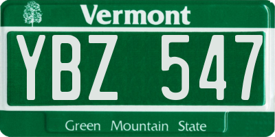 VT license plate YBZ547