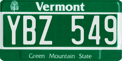 VT license plate YBZ549