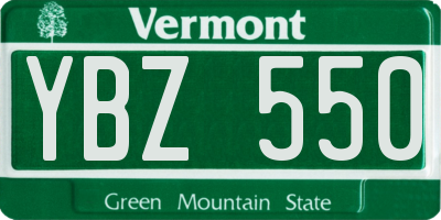 VT license plate YBZ550