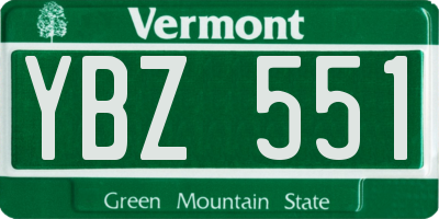VT license plate YBZ551