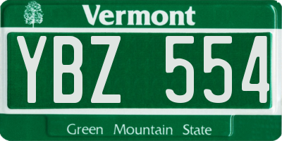 VT license plate YBZ554