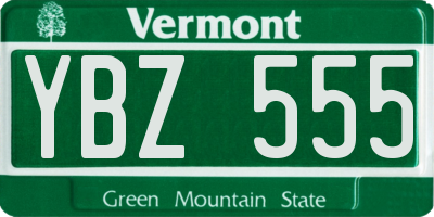 VT license plate YBZ555