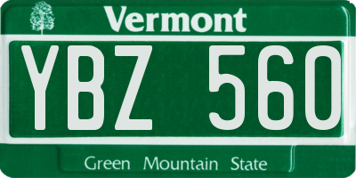 VT license plate YBZ560