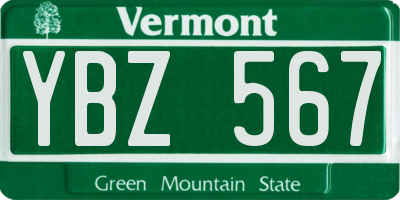 VT license plate YBZ567