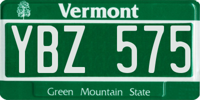 VT license plate YBZ575